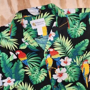 Alohawears Hawaiian Mens L Shirt Tropical Floral Made In Hawaii Parrots Colorful